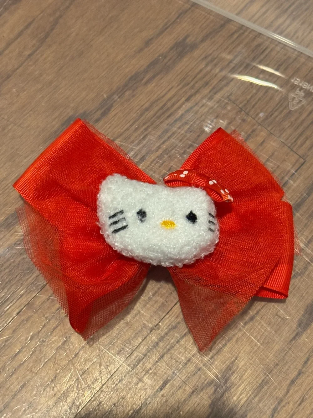New Girls Hello Kitty‎ Inspired Plush Classic Red Bow Hair Clip Feminine